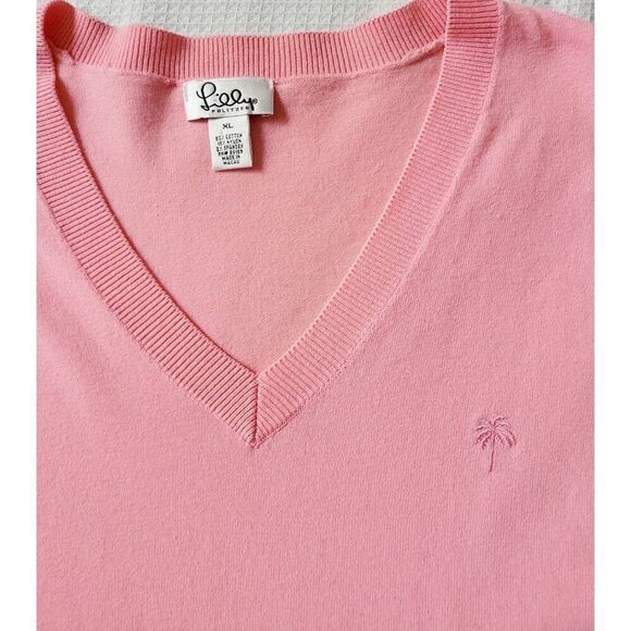 Lilly Pulitzer womens V-Neck Sweater Bubblegum Pink Size XL - Picture 5 of 6